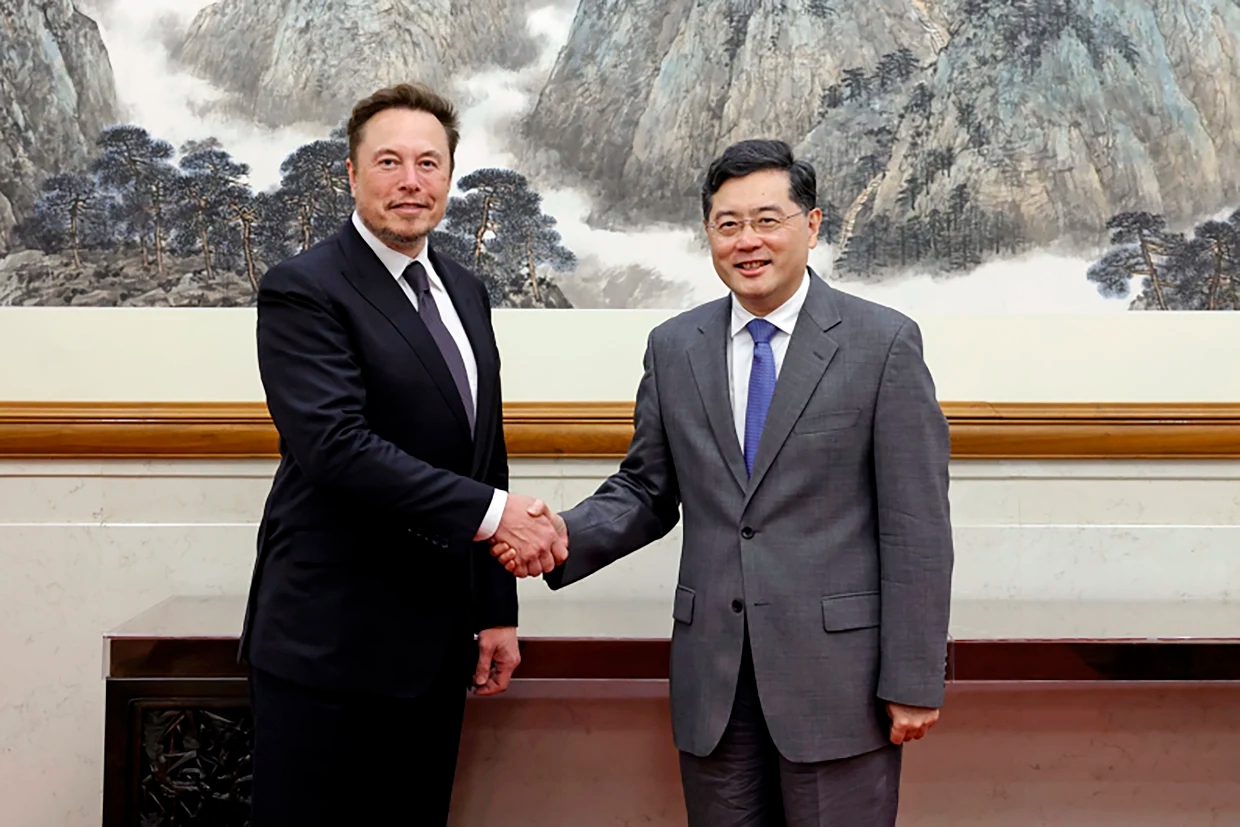 Elon Musk in China meeting with Qin Gang, foreign minister. May, 2023.